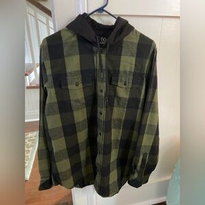 Flannel shirt with hood